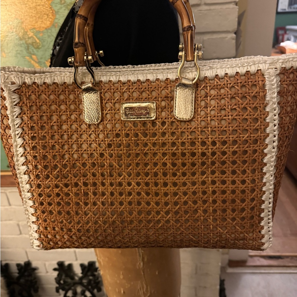 Lilly Pulitzer tote bag wicker Vintage. Great shape
